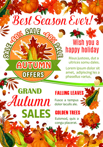 Autumn sale banner of fall season nature template