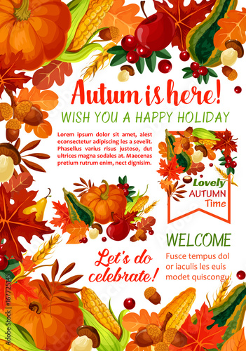 Happy Autumn holiday poster template