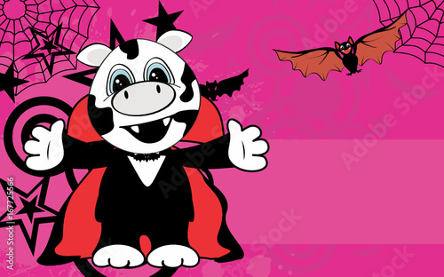 cute little cow hug dracula costume halloween backgorund in vector format 