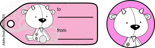 cute baby plush goat cartoon giftcard sticker in vector format very easy to edit