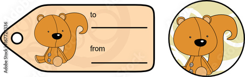 cute baby plush beaver cartoon giftcard sticker in vector format very easy to edit