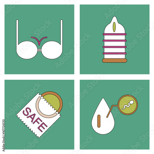 Collection with sex subject icons with thin black lines