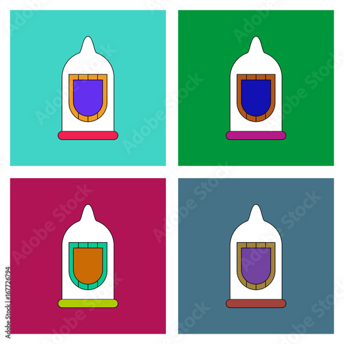 flat vector icon design collection condom silhouette