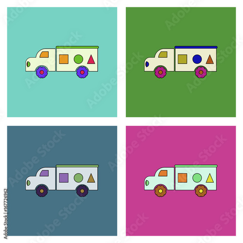 flat icon design collection kids truck silhouette
