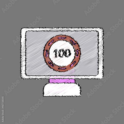 flat shading style icon casino chip on screen