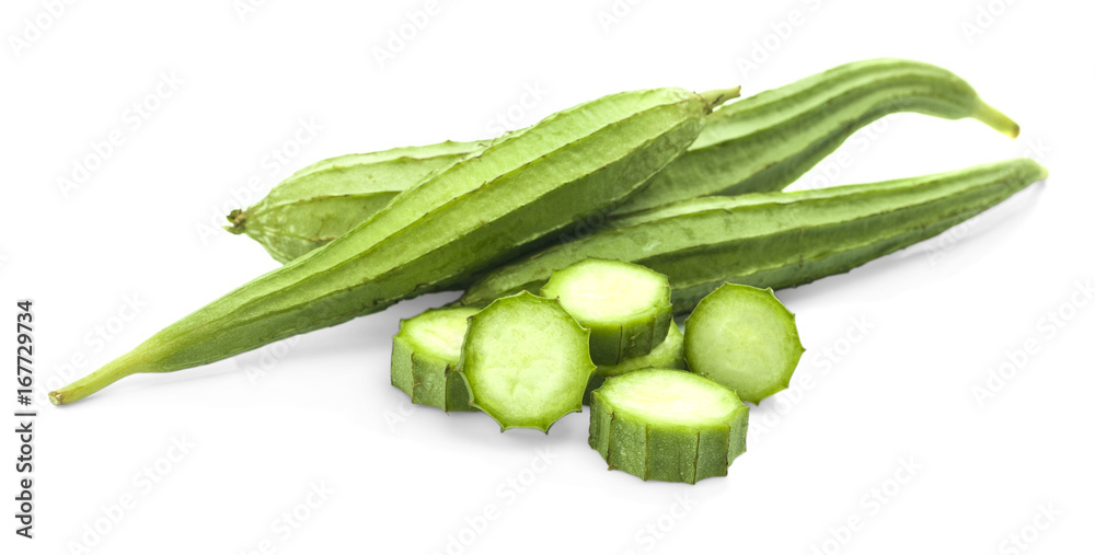 Angled Gourd on white background.