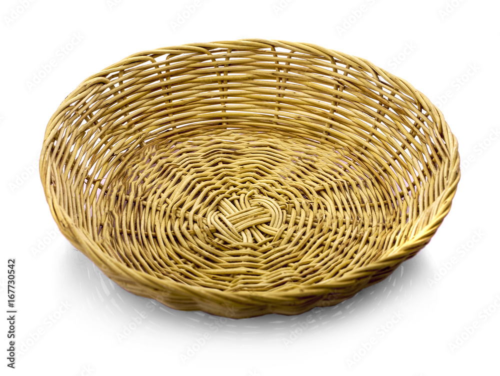 Fototapeta premium vintage weave wicker basket isolated on white background