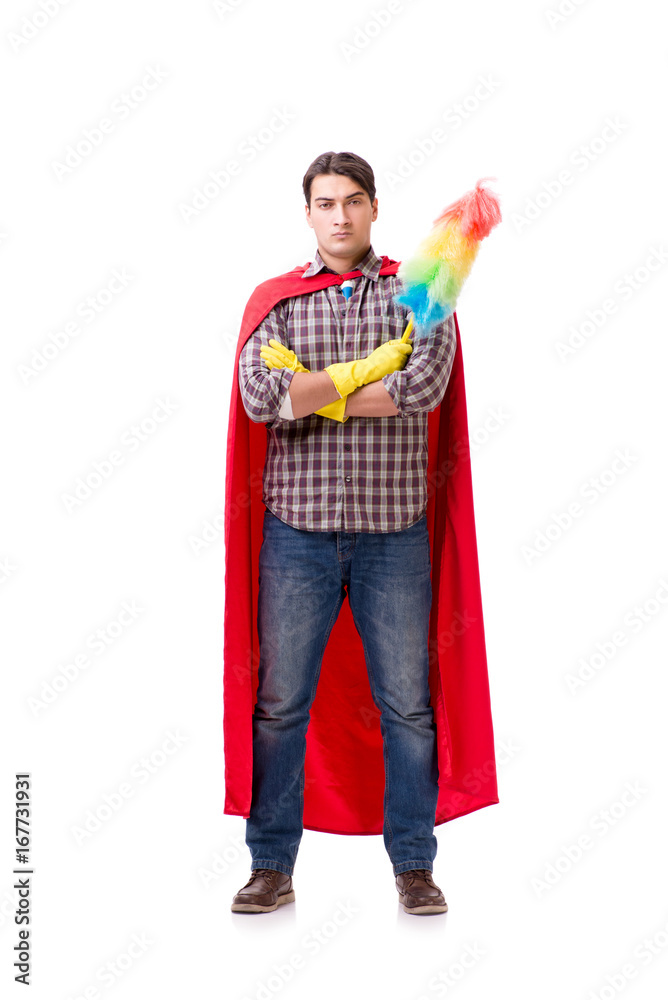 Super hero cleaner isolated on white Super hero cleaner isolated on white