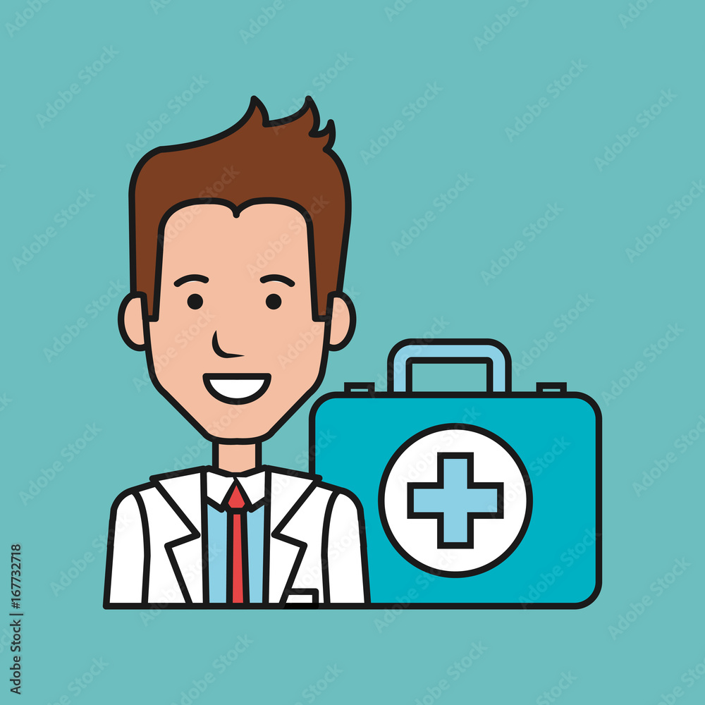 cartoon doctor man with kit first aid medical vector illustration cartoon doctor man with kit first aid medical vector illustration