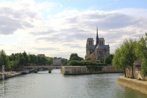 Notre dame cathedral de Paris, France. Summer time
