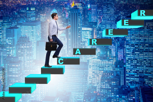 Businessman climbing career ladder in business concept © Elnur