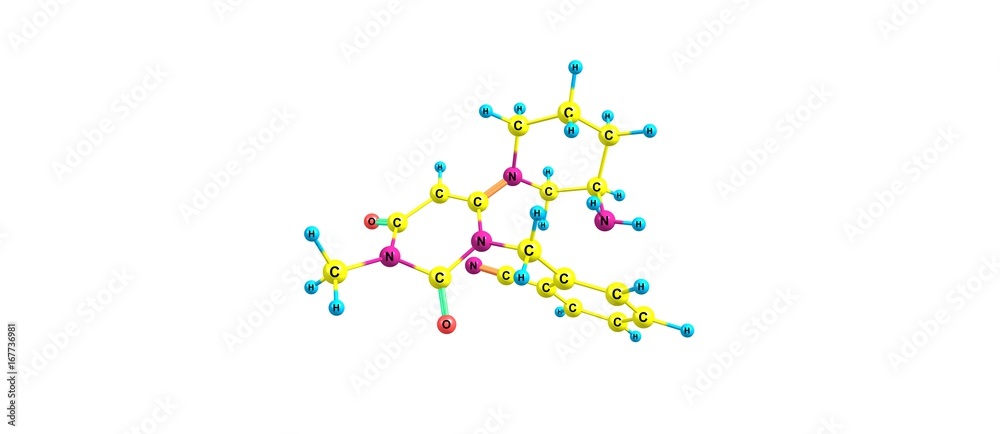Alogliptin molecular structure isolated on white Alogliptin molecular structure isolated on white