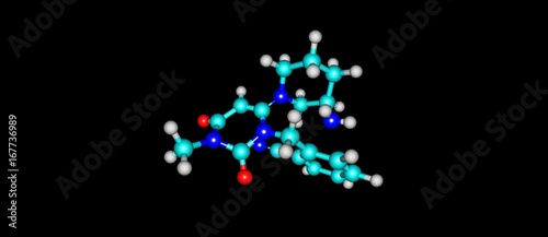 Alogliptin molecular structure isolated on black