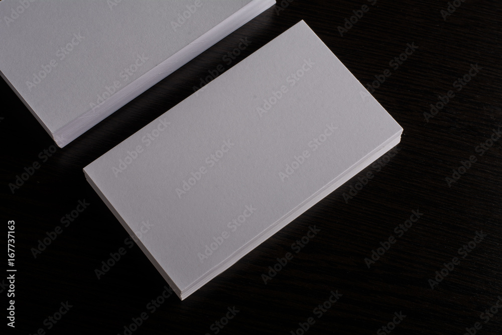 Blank white Business card presentation of Corporate identity on wood background Blank white Business card presentation of Corporate identity on wood background