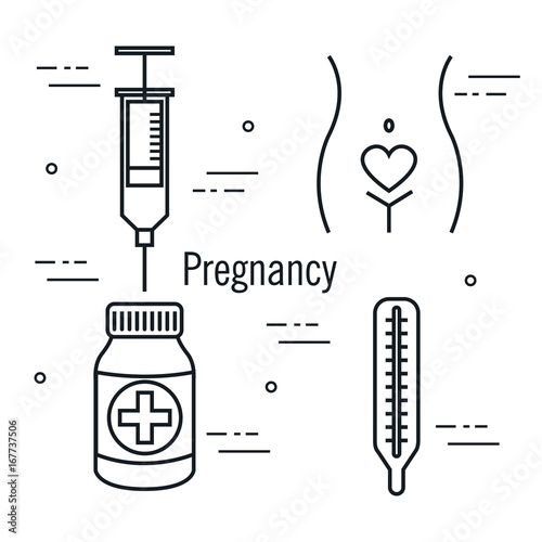 pregnancy maternity medical equipment elements health care vector illustration