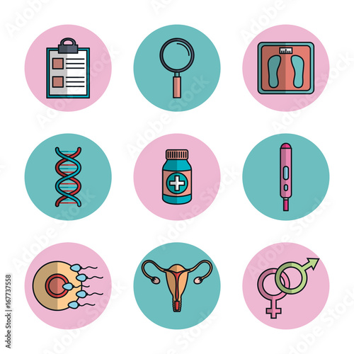pregnancy maternity medical equipment elements health care vector illustration