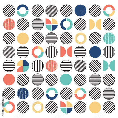 Geometric colorful mixed circle seamless pattern background
