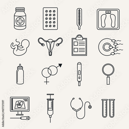 pregnancy maternity medical equipment elements health care vector illustration