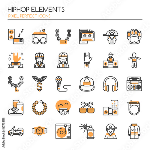 Hiphop Elements , Thin Line and Pixel Perfect Icons