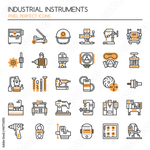 Fototapeta Naklejka Na Ścianę i Meble -  Industrial Instruments , Thin Line and Pixel Perfect Icons.