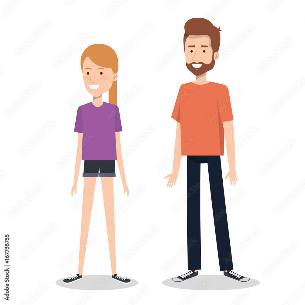 young couple character standing people vector illustration young couple character standing people vector illustration