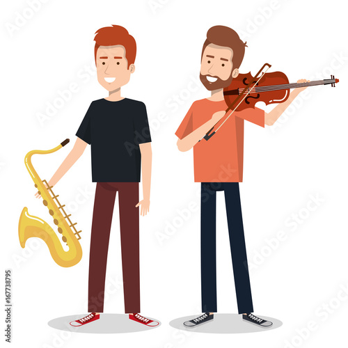 musicians and musical instruments concert entertainment vector illustration