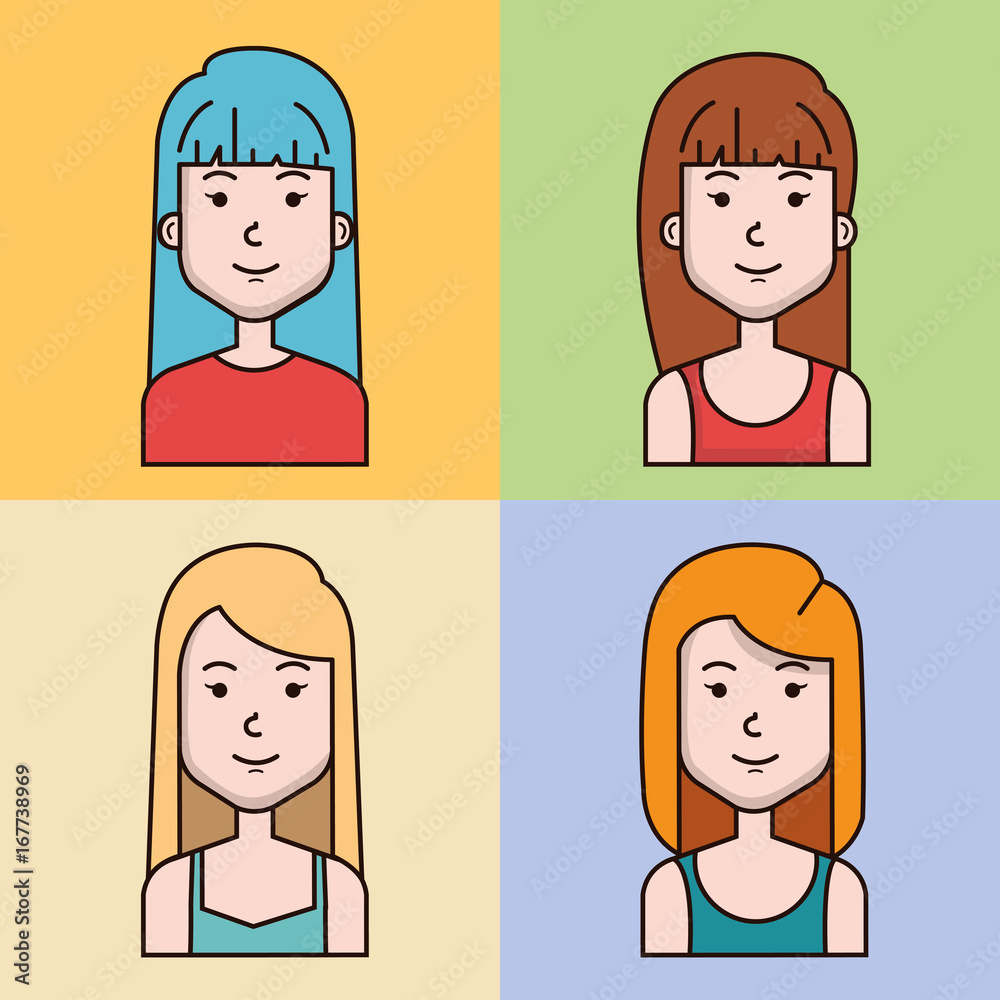 avatar people female group profile woman vector illustration avatar people female group profile woman vector illustration