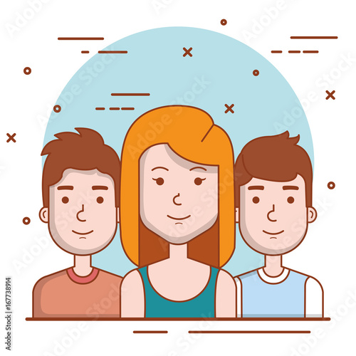 set of people human woman and men young faces portraits vector illustration