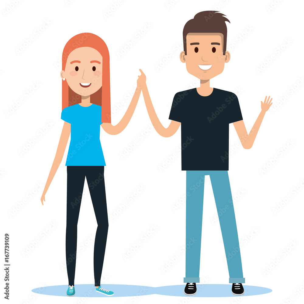 friends young people in casual clothes man and girl vector illustration friends young people in casual clothes man and girl vector illustration