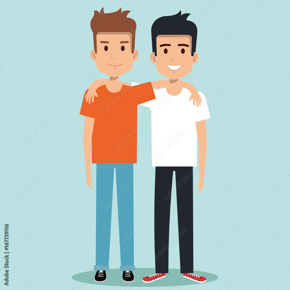 two boys hugging best friends happy smiling vector illustration two boys hugging best friends happy smiling vector illustration