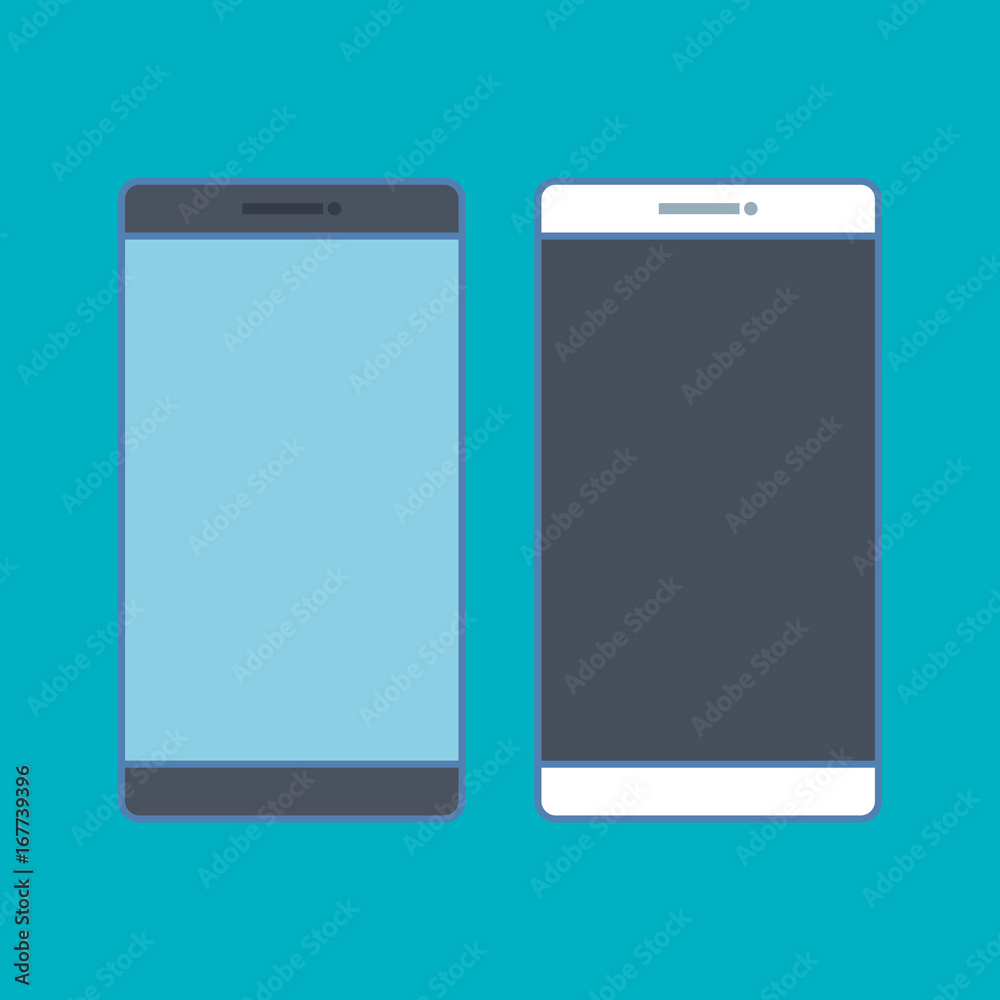 two smartphone device display digital technology vector illustration two smartphone device display digital technology vector illustration