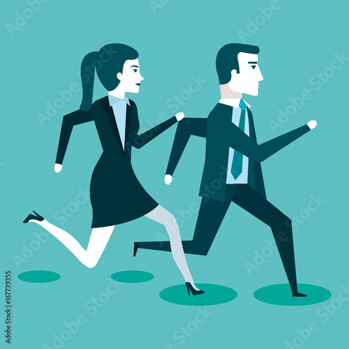 corporate active competition business people on the rush vector illustration