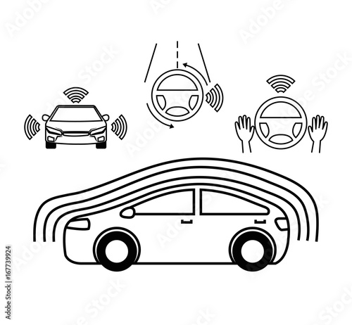 remote sensing system of smart car vehicle front view vector illustration