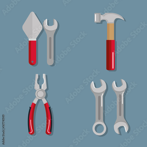 set building construction and home repair tools vector illustration