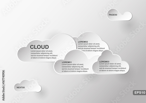 Creative infographics element of cloud with text space.