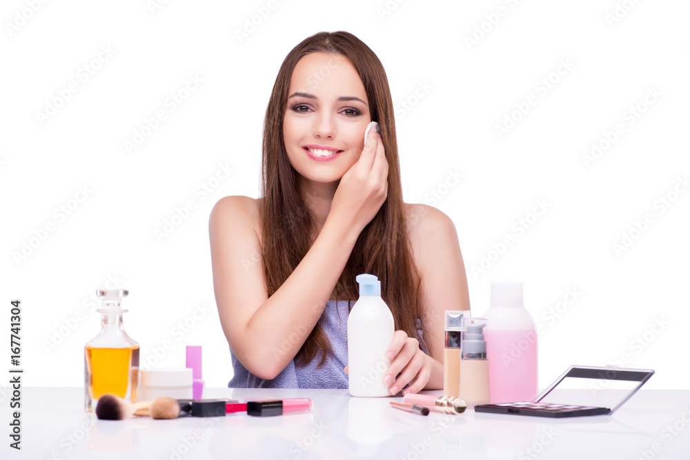 Young woman in beauty make-up isolated on white Young woman in beauty make-up isolated on white