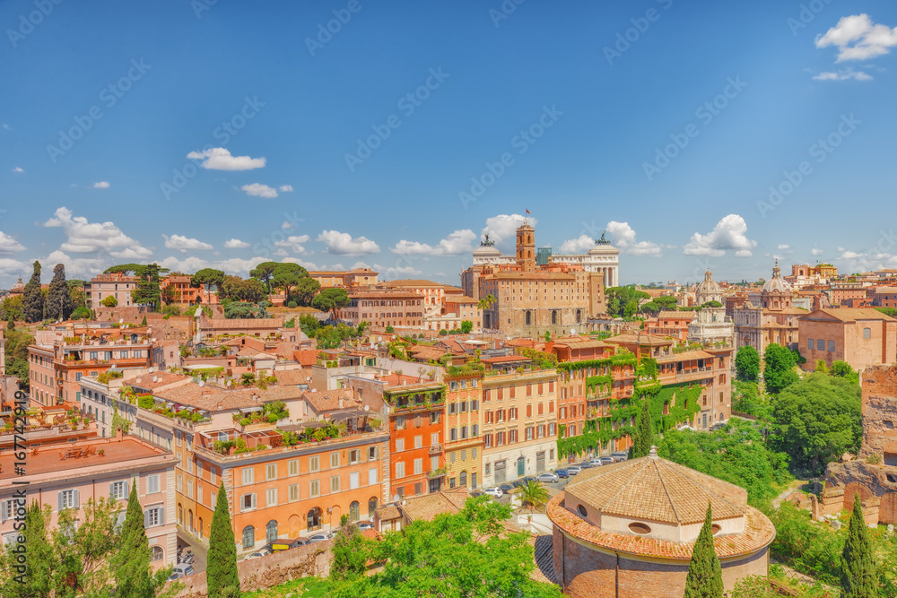View from the Roman Forum and Palatine Hill(Collina del Palatino ) on top of Rome.
