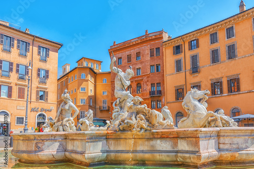  Piazza Navona  is a square in Rome, Italy. It is built on the site of the Stadium of Domitian, built in 1st century AD. Fountain of the Moor (Fontana del Moro).