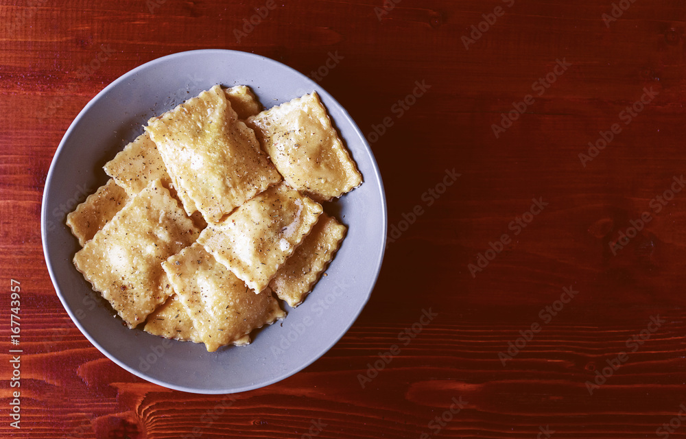 Plate with authentic ravioli Plate with authentic ravioli