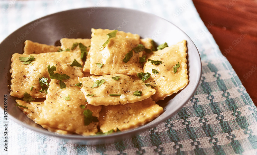 Plate with authentic ravioli Plate with authentic ravioli