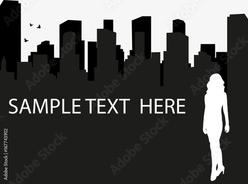 isolated silhouette girl, sample text