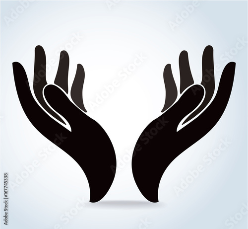 hands holding design vector, hands pray logo 