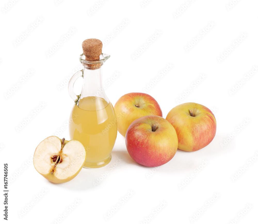Decanter with apple vinegar isolated Decanter with apple vinegar isolated
