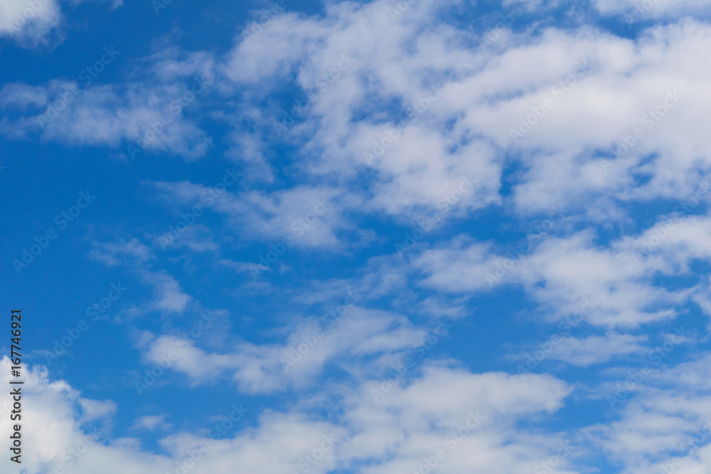 Fototapeta premium Background of blue sky and white clouds. Illustration of calm and peace of mind.