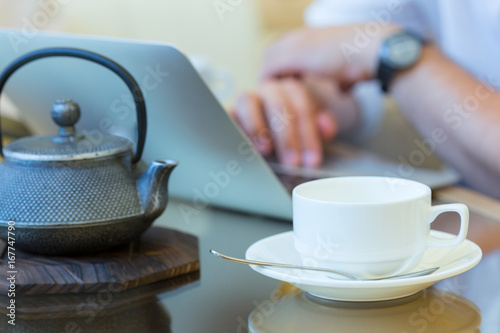 Breakfast tea in a cafe