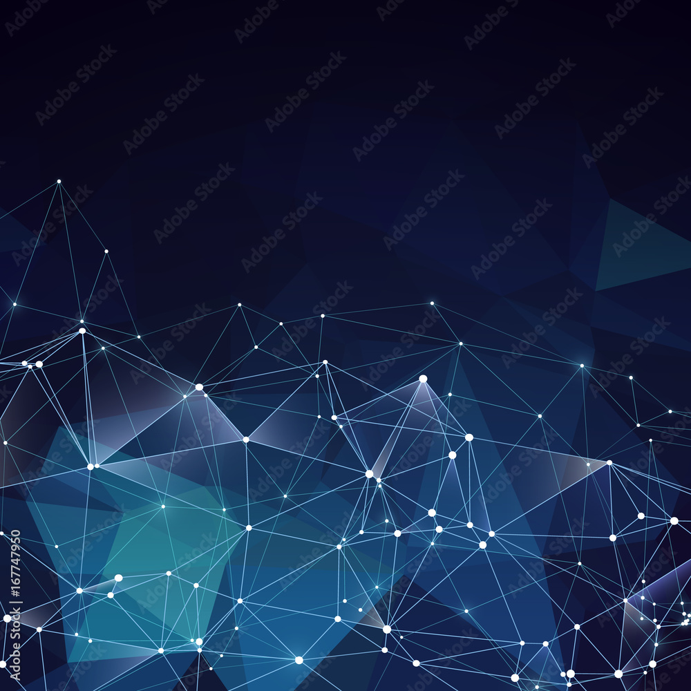 Modern abstract vector blue geometric background. Networking creative