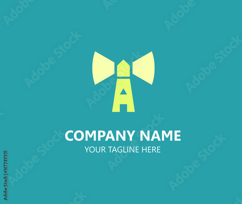 A letter logo resembles a lighthouse