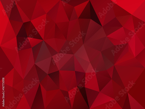 vector abstract irregular polygon background with a triangle pattern in dark bloody red color with reflection