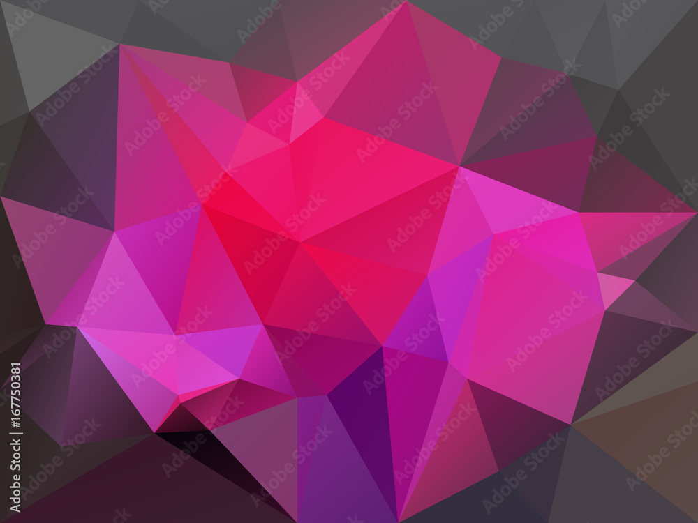 vector abstract irregular polygon background with a triangle pattern in hot pink and dark gray color