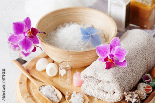 Beauty and fashion concept with spa set